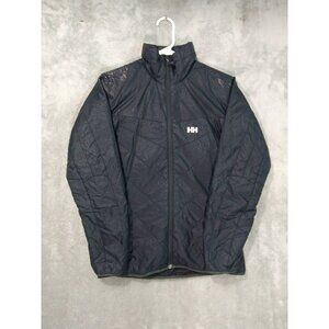Helly Hansen Jacket Womens XS Black Cross Insulator Printed Puffer Full Zip Ski